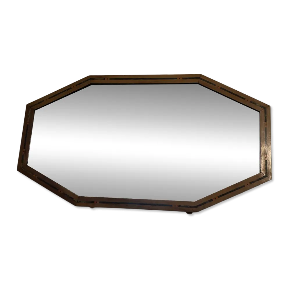 Miroir Art déco vintage bois marqueté