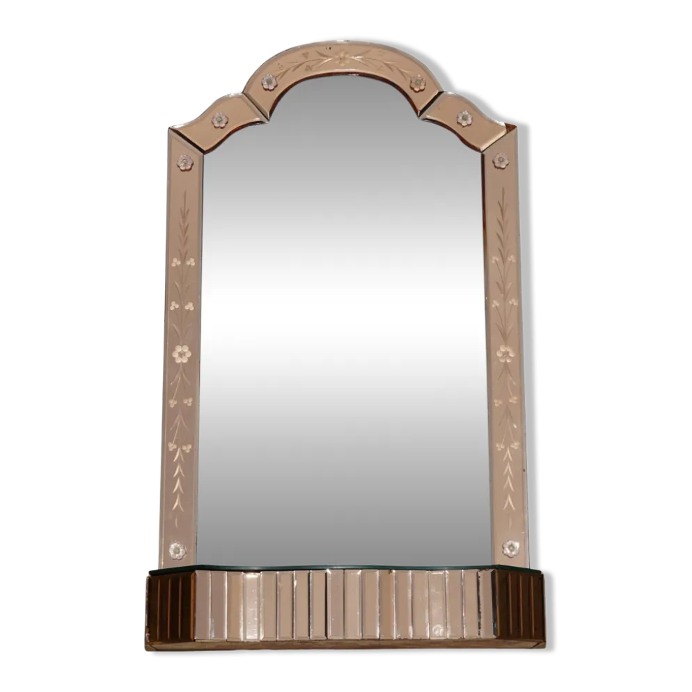 Miroir Art Déco vénitien en verre des années 1920