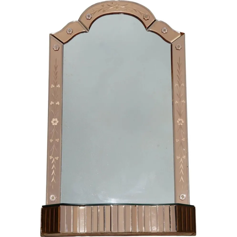 Miroir Art Déco vénitien en verre des années 1920