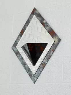 Miroir Art Deco années 40 forme losange avec cache pot intégré
