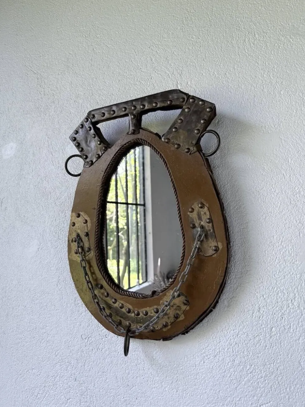 Miroir artisanal brutaliste « cheval »