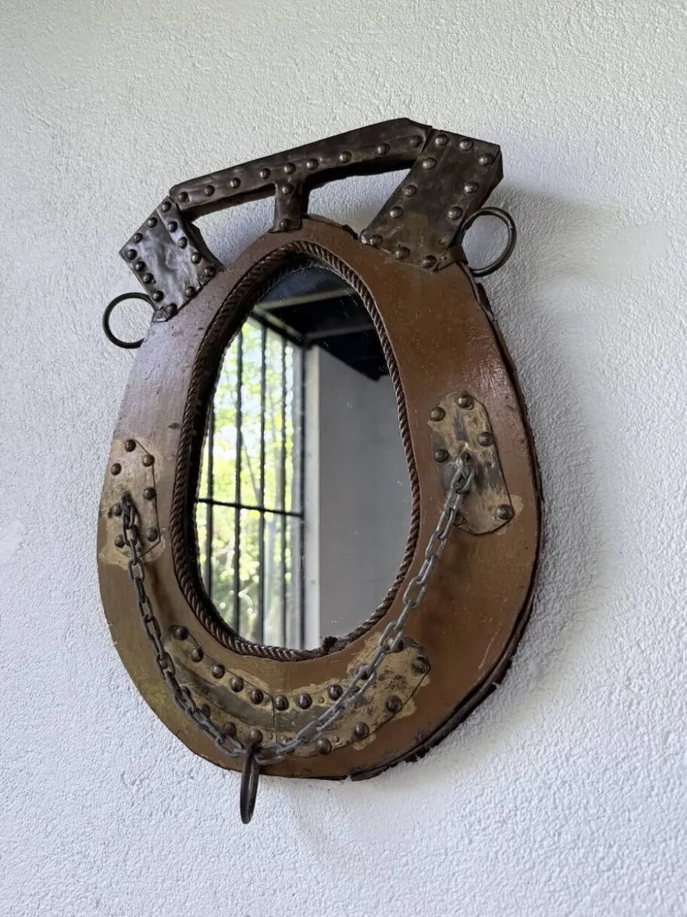Miroir artisanal brutaliste « cheval »