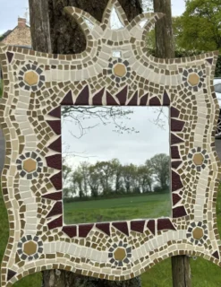 Miroir artisanal Mosaïque de verre, pierre naturelle......