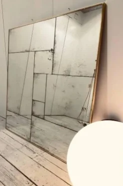 Miroir artisanal XL cadre en laiton vieilli à la main