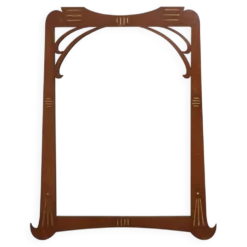 Miroir Art Nouveau en chêne avec incrustation dorée, France vers 1915