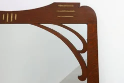 Miroir Art Nouveau en chêne avec incrustation dorée, France vers 1915
