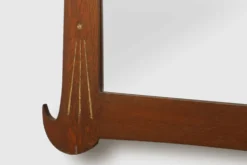 Miroir Art Nouveau en chêne avec incrustation dorée, France vers 1915