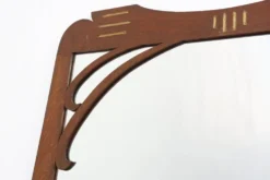 Miroir Art Nouveau en chêne avec incrustation dorée, France vers 1915