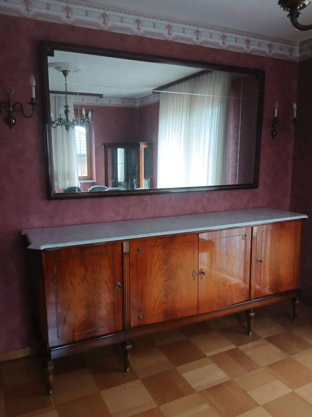Miroir associé au meuble enfilade 4 portes en Acajou