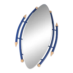 Miroir asymétrique postmoderniste bleu – esprit Memphis, années 1980