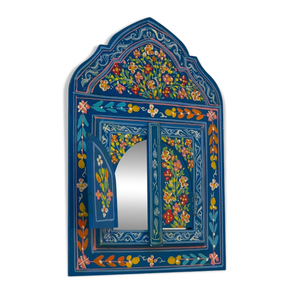 Miroir avec cadre en bois peint