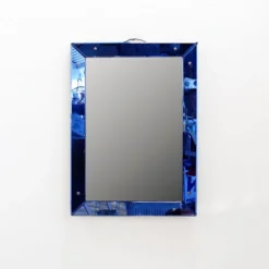 Miroir avec cadre en verre coloré, Italie, vers 1950
