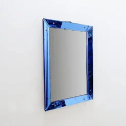 Miroir avec cadre en verre coloré, Italie, vers 1950