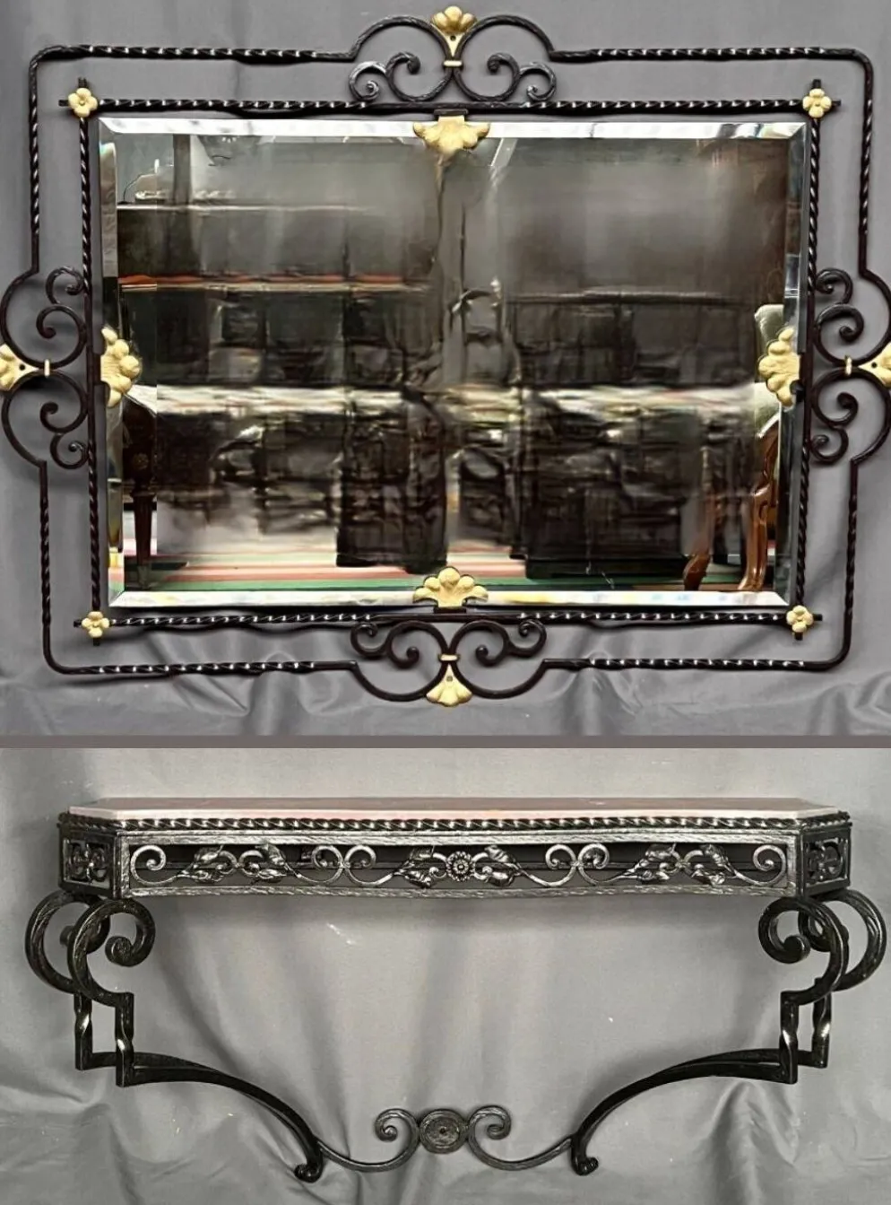 Miroir avec console de style Art déco.