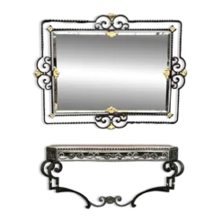 Miroir avec console de style Art déco.