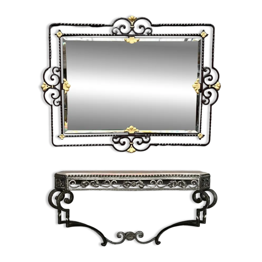 Miroir avec console de style Art déco.