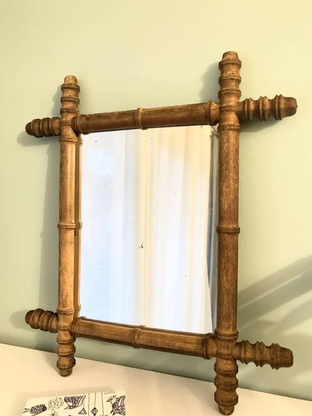 Miroir bambou bois début XXe siècle