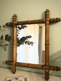 Miroir bambou bois début XXe siècle