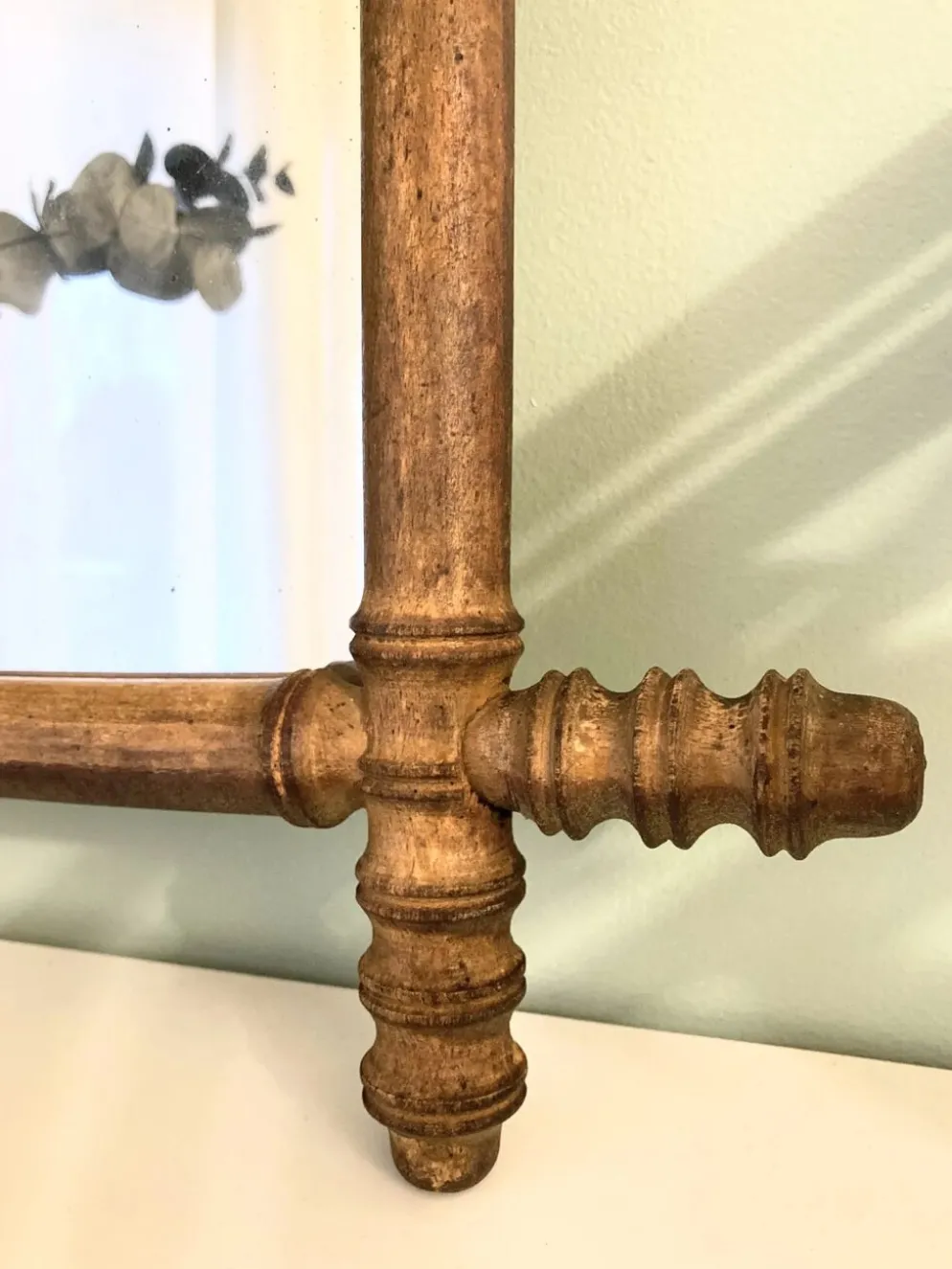 Miroir bambou bois début XXe siècle