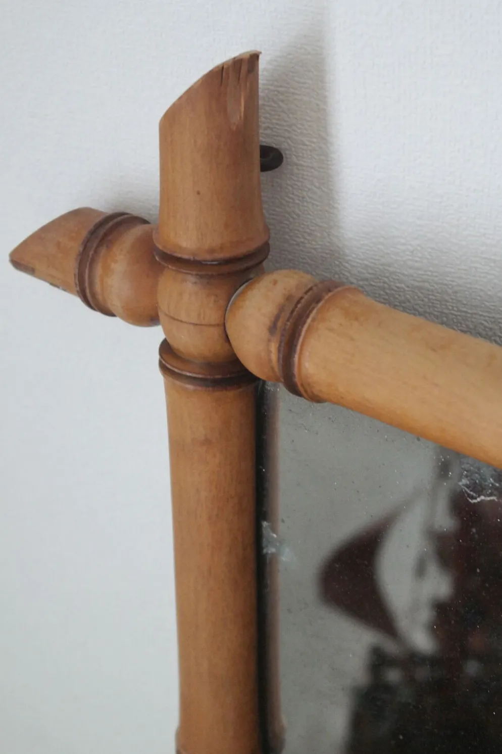 Miroir bambou clair vintage 107 x 79 cm