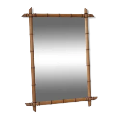 Miroir bambou clair vintage 107 x 79 cm