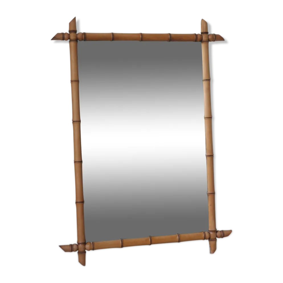 Miroir bambou clair vintage 107 x 79 cm