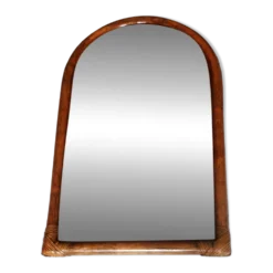 Miroir bambou ovale 55.5X34 cm - ancien miroir mural bambou.