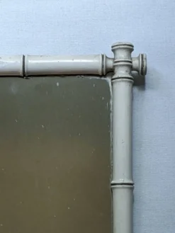 Miroir bambou peint en blanc décoration campagne bohème vintage années 50