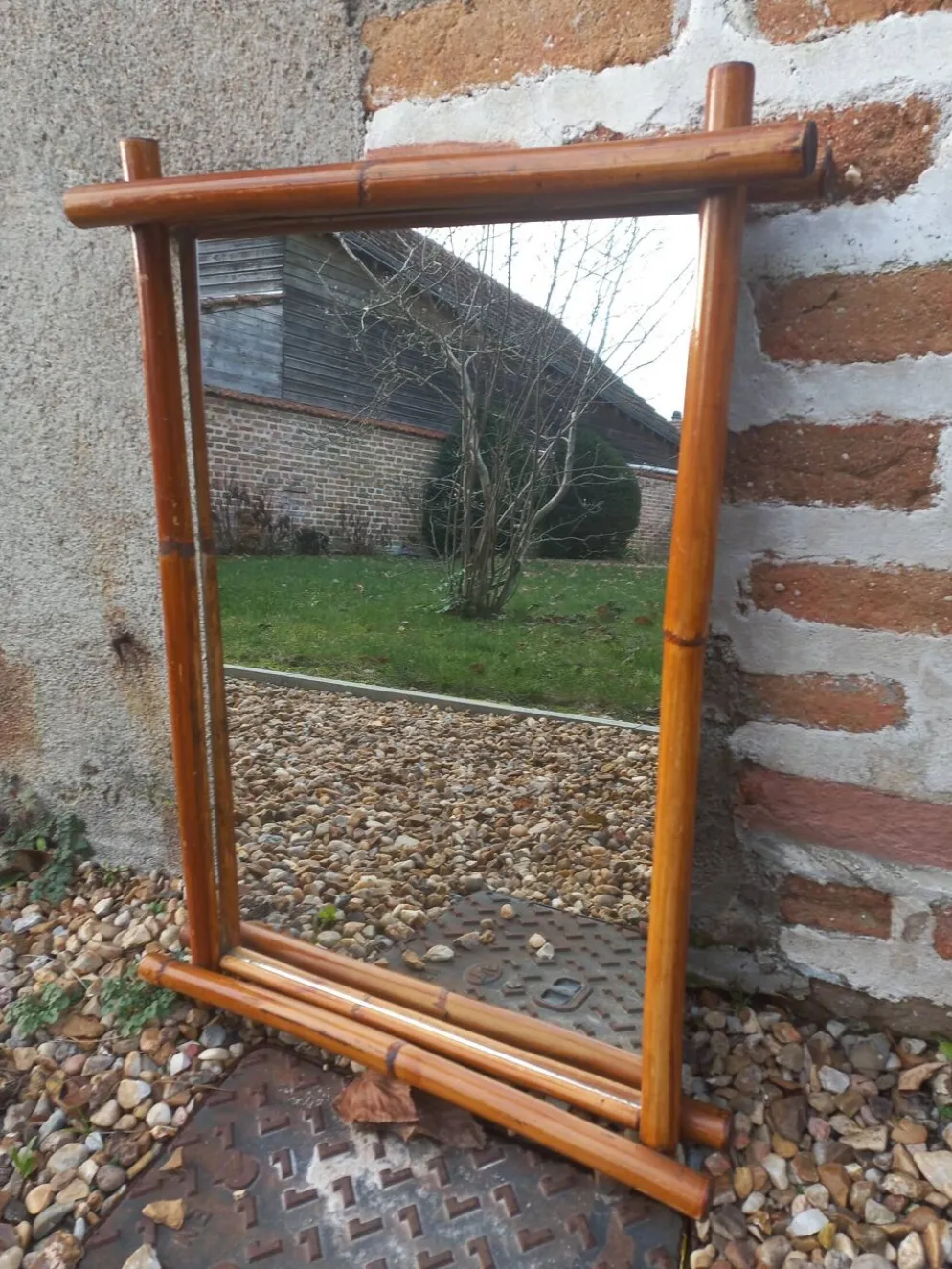 Miroir bambou vintage