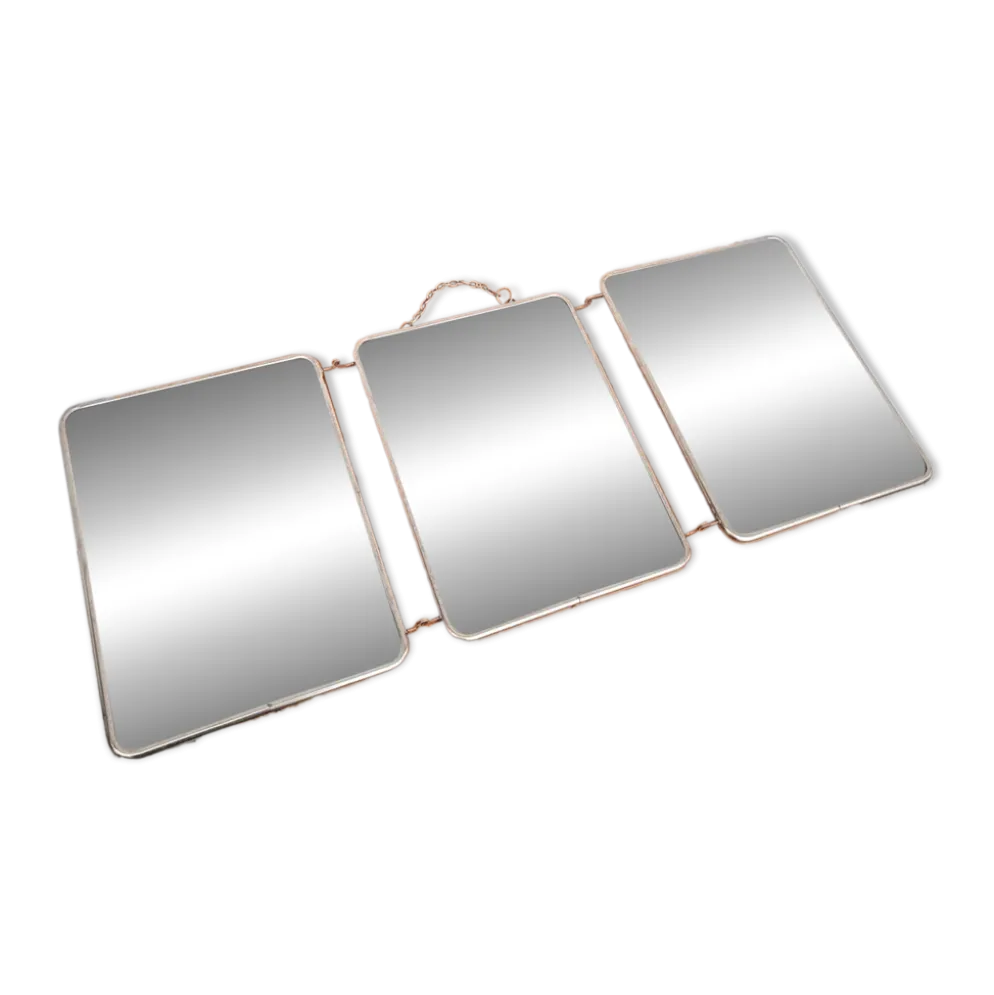 Miroir barbier triptyque vintage noir