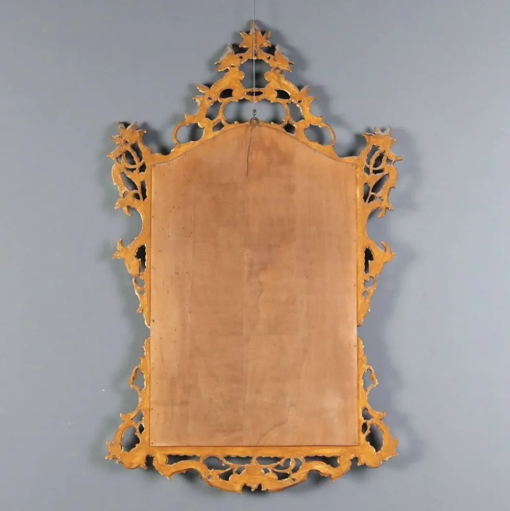 Miroir baroque ancien en bois sculpté et doré, Italie, XXe siècle
