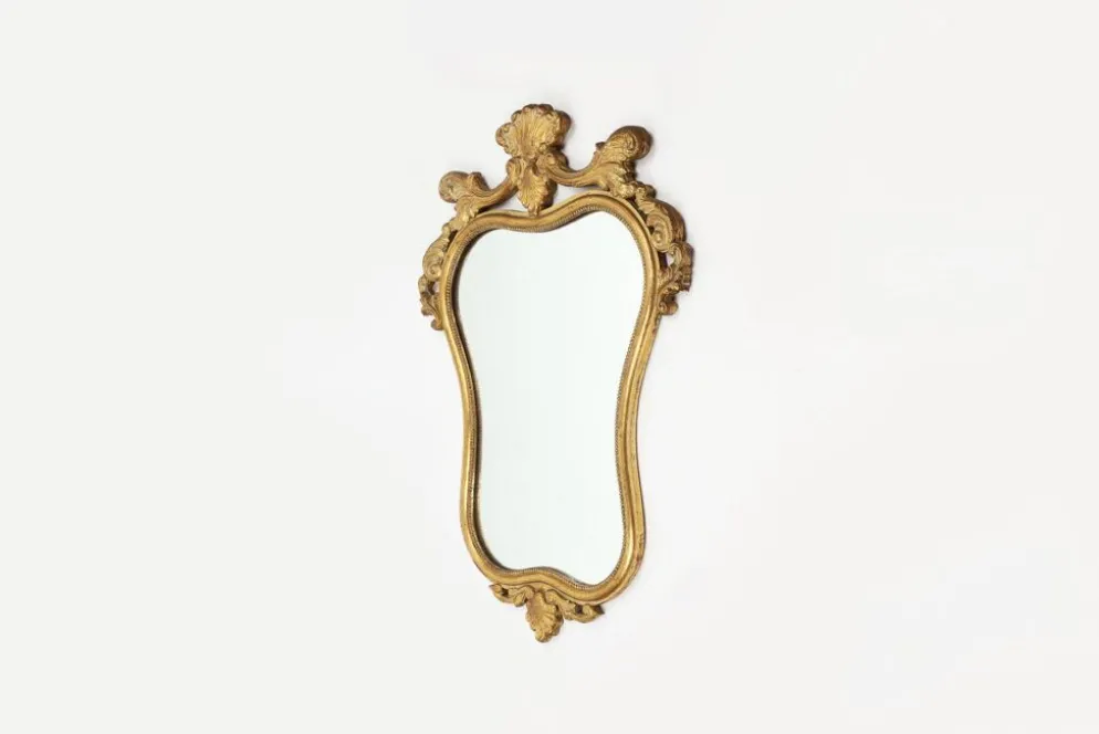 Miroir baroque belge du 20e siècle en bois doré, années 1950