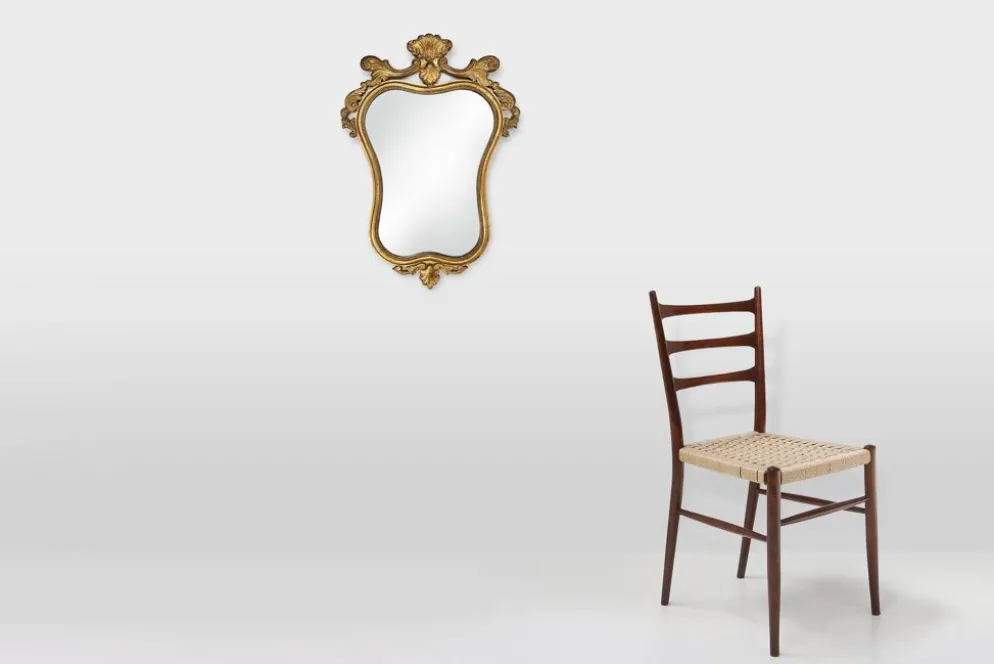 Miroir baroque belge du 20e siècle en bois doré, années 1950