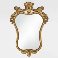 Miroir baroque belge du 20e siècle en bois doré, années 1950