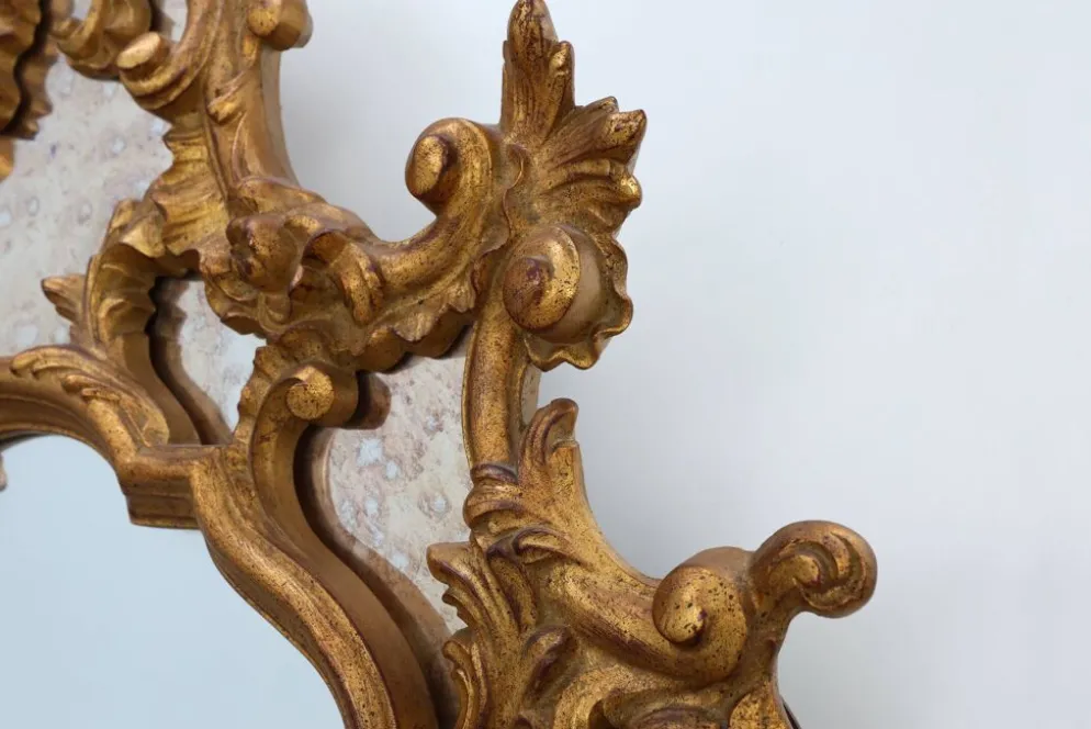 Miroir baroque doré de grande taille du 20e siècle par Deknudt, Belgique
