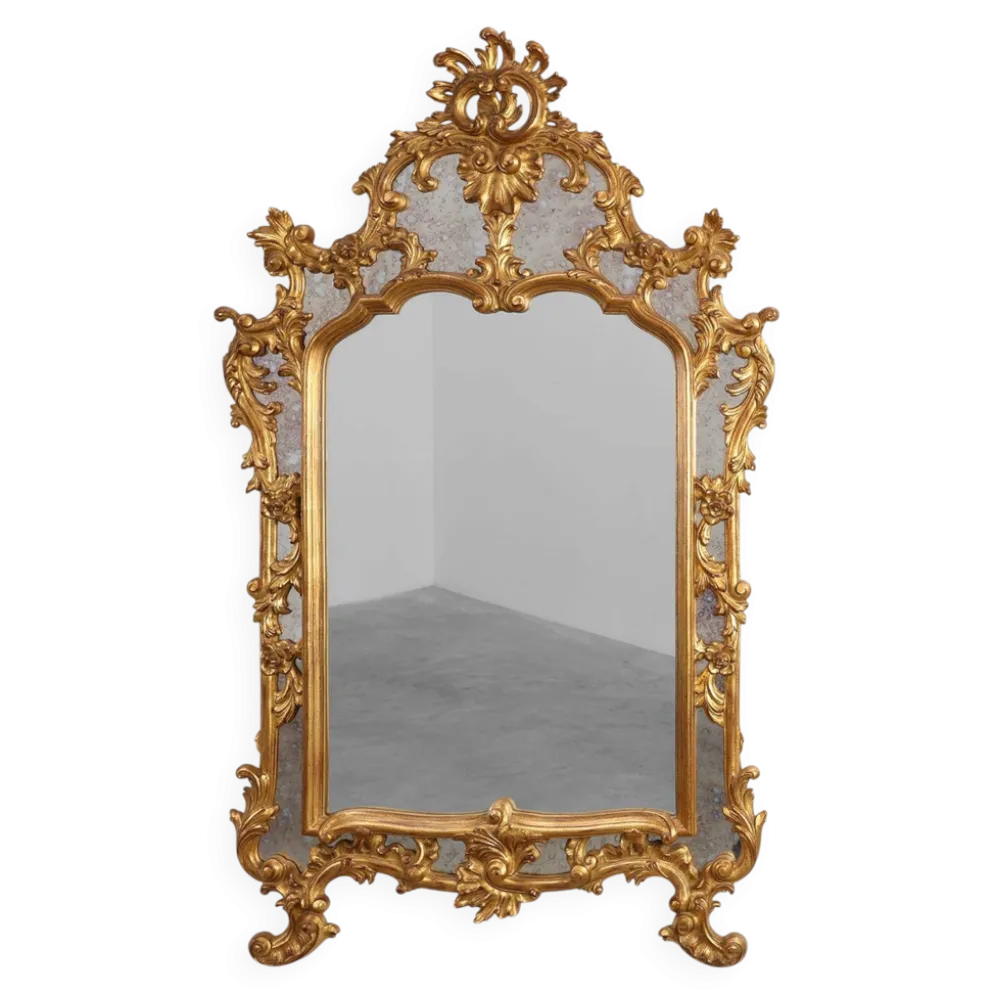 Miroir baroque doré de grande taille du 20e siècle par Deknudt, Belgique