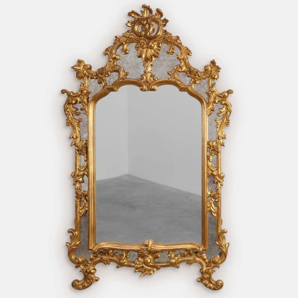 Miroir baroque doré de grande taille du 20e siècle par Deknudt, Belgique