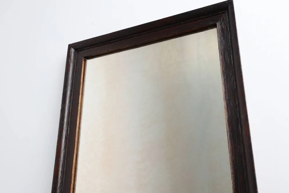 Miroir belge Art Déco en bois avec verre vieilli, vers 1930