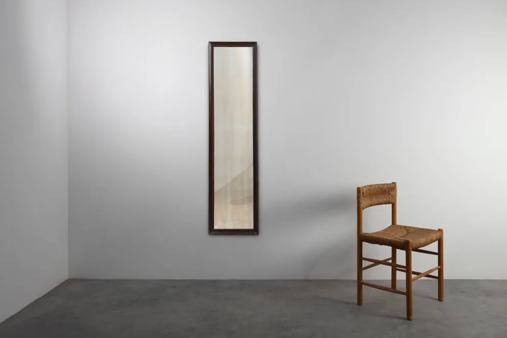 Miroir belge Art Déco en bois avec verre vieilli, vers 1930