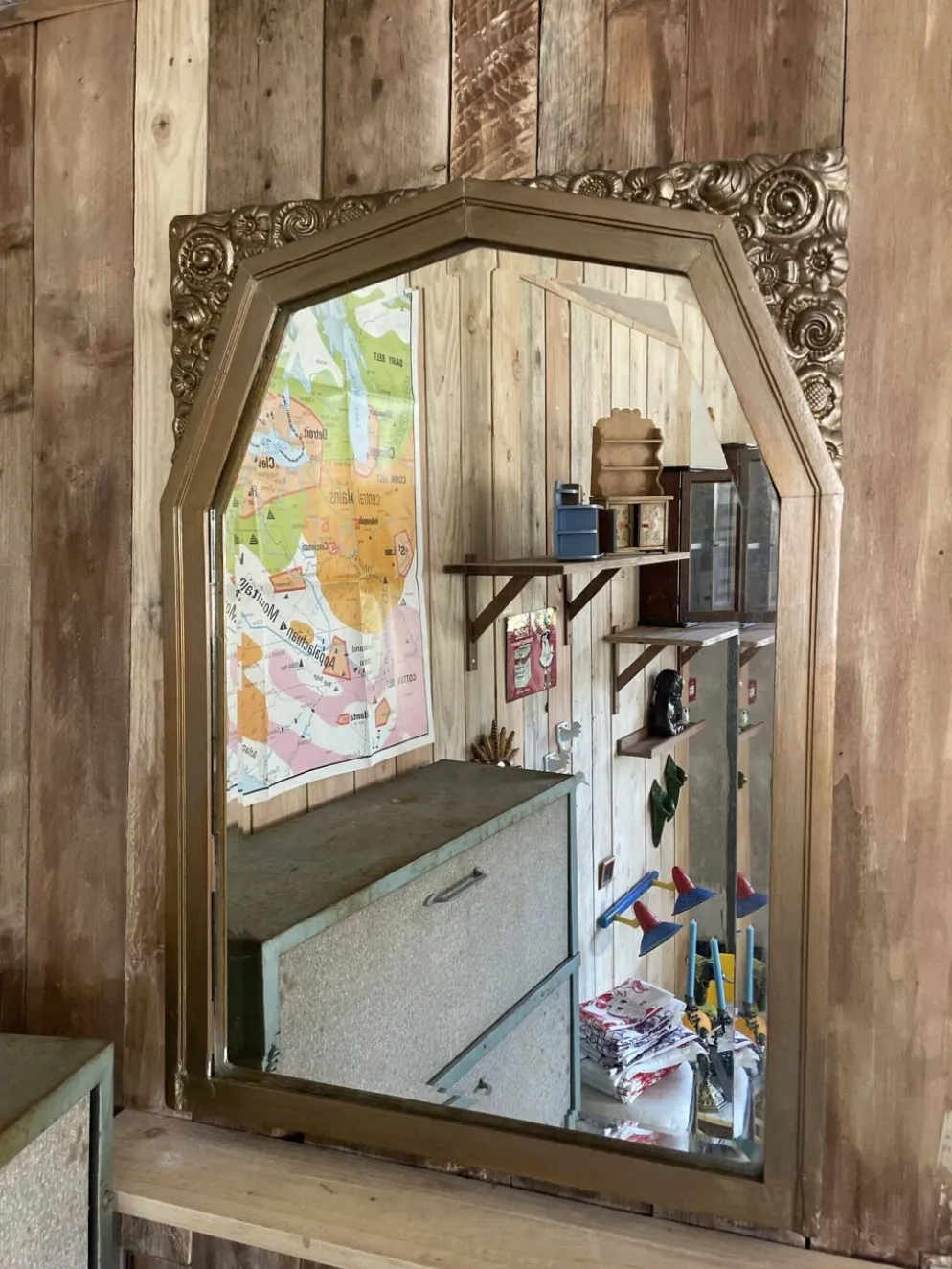 Miroir biseauté doré