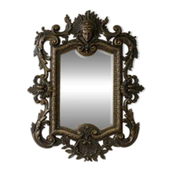 Miroir biseauté en bronze, Second Empire XIXe siècle, style Louis XV