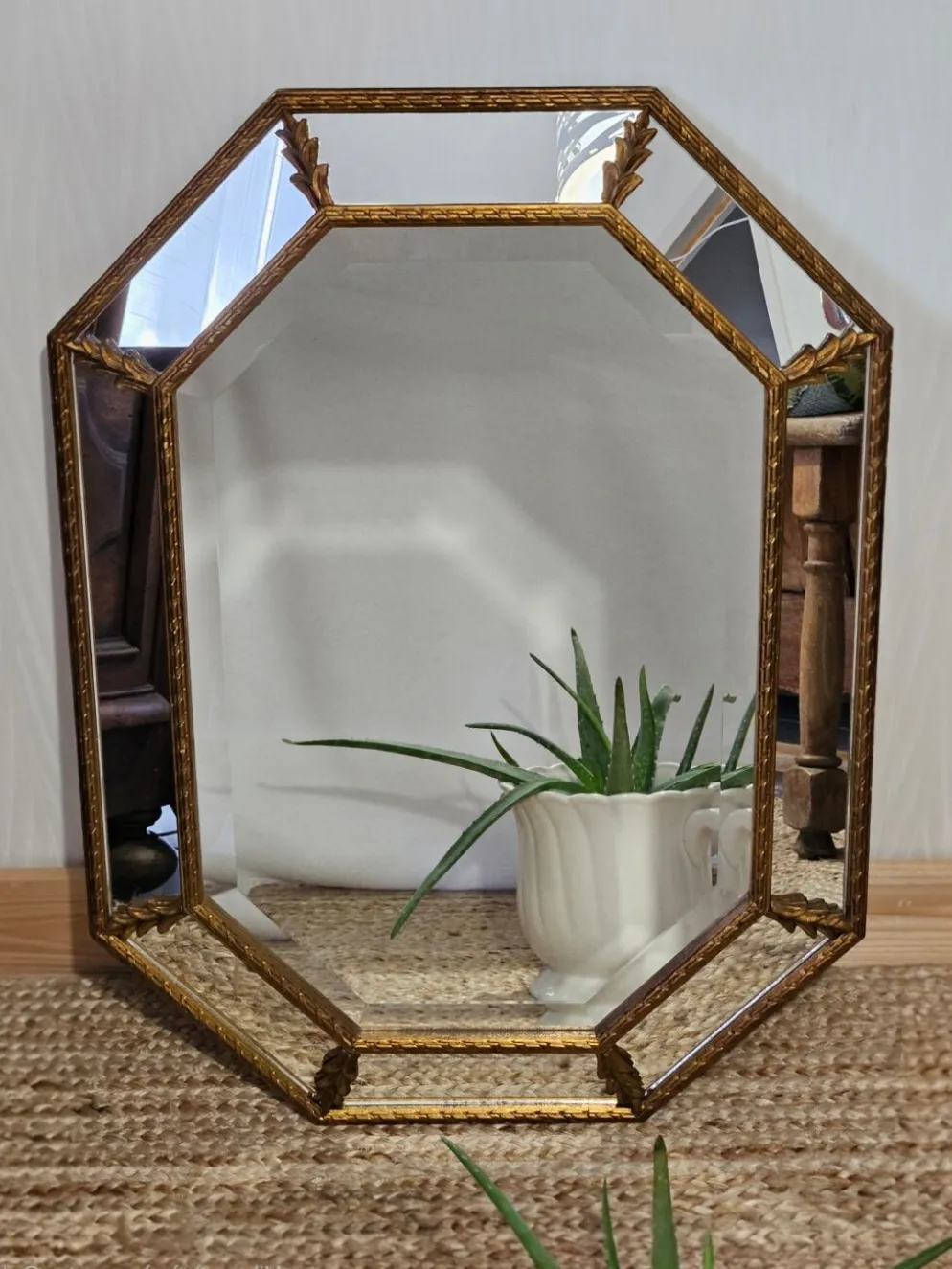 Miroir biseauté parcloses néoclassique XXème