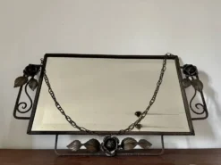 Miroir biseauté rectangulaire fer forgé début XXème