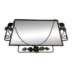 Miroir biseauté rectangulaire fer forgé début XXème