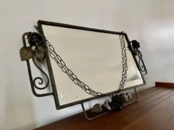 Miroir biseauté rectangulaire fer forgé début XXème