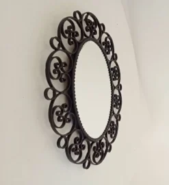 Miroir biseauté vintage en fer forgé style Chaty Vallauris