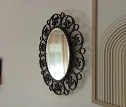 Miroir biseauté vintage en fer forgé style Chaty Vallauris