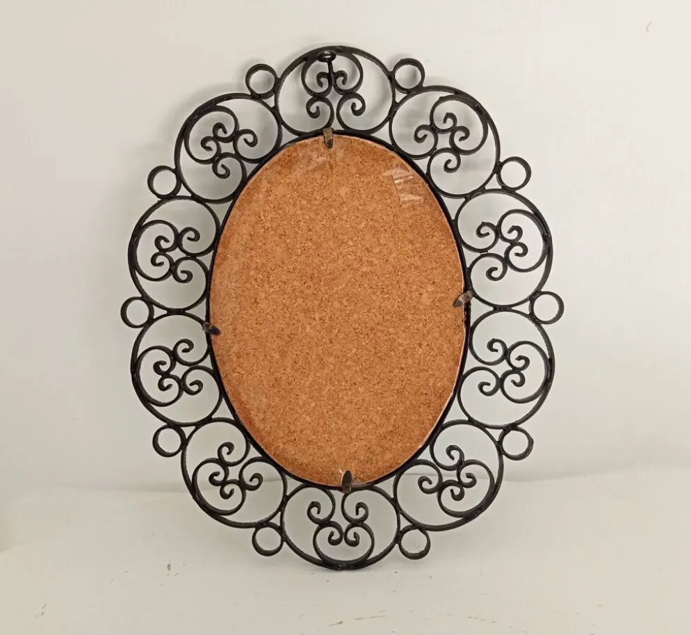 Miroir biseauté vintage en fer forgé style Chaty Vallauris