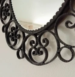 Miroir biseauté vintage en fer forgé style Chaty Vallauris