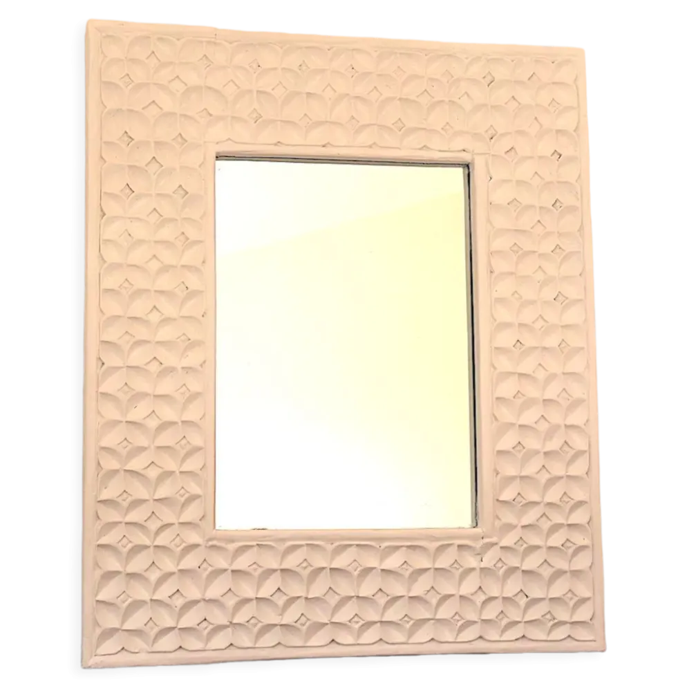 Miroir blanc aux fleurs sculptées